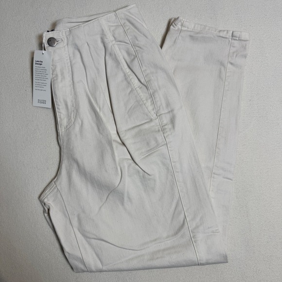 Eileen Fisher Pants - Eileen Fisher Tap Ankle Pants Pleated Organic Cotton Beige Womens Size 6